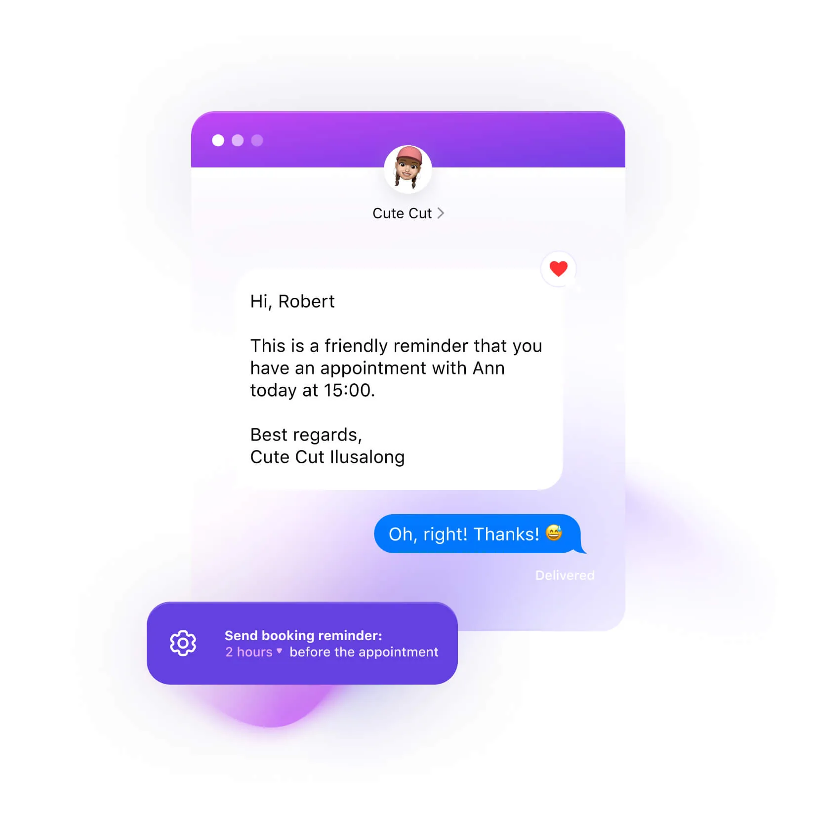 Appointment reminders and booking confirmation automated messages
